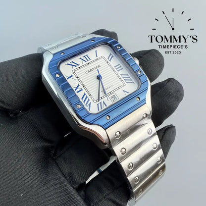 Aaa + Santos With Blue Bezel