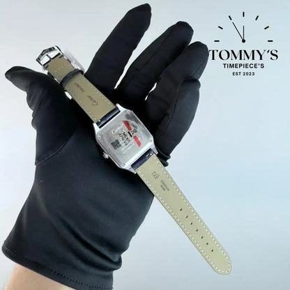 AAA+ Santos-Dumont (Small Model) 38mm White Dial-Blue Leather Strap (Silver Bezel)