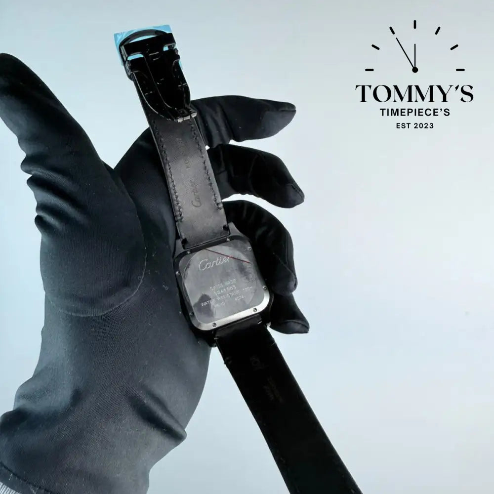 AAA+ Santos (Large Model) 39.8mm Black Dial- Leather Strap