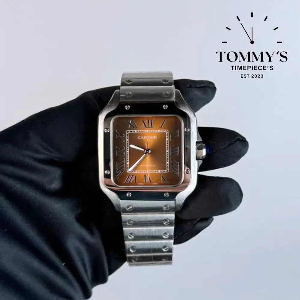AAA+ Santos (Large Model) 39.8mm Brown Dial-Stainless Steel Bracelet