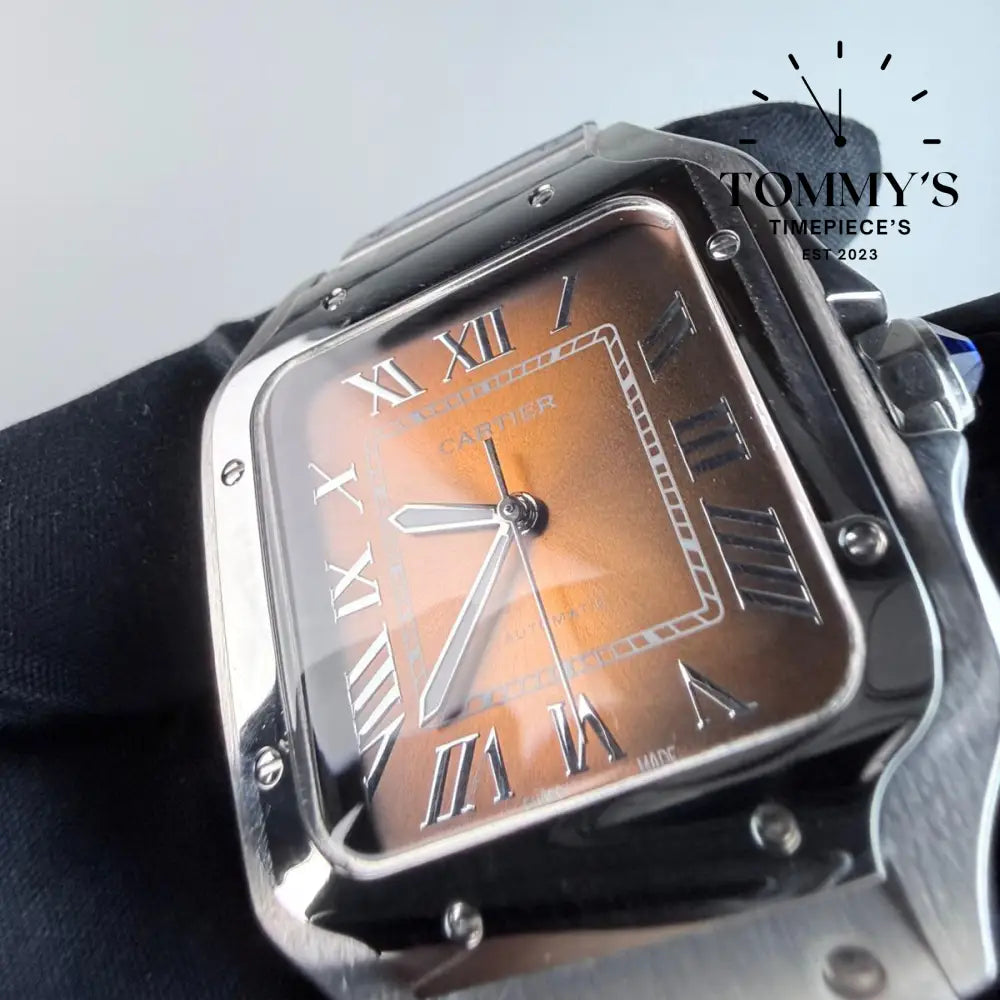 AAA+ Santos (Large Model) 39.8mm Brown Dial-Stainless Steel Bracelet