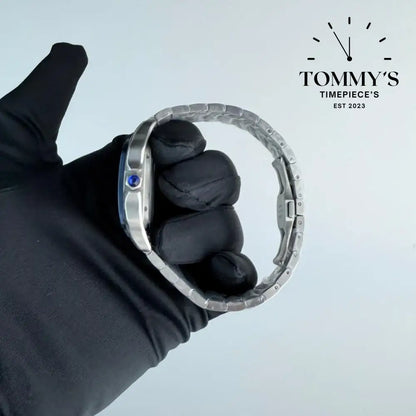 AAA+ Santos (Large Model) 39.8mm Skeleton Dial-Stainless Steel Bracelet (Dark Blue Bezel) Watches