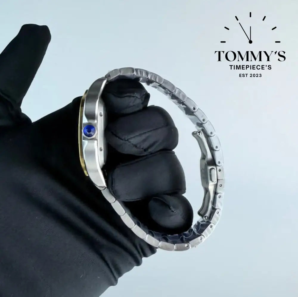 AAA+ Santos (Large Model) 39.8mm Skeleton Dial-Stainless Steel Bracelet (Gold Bezel Two-Tone)