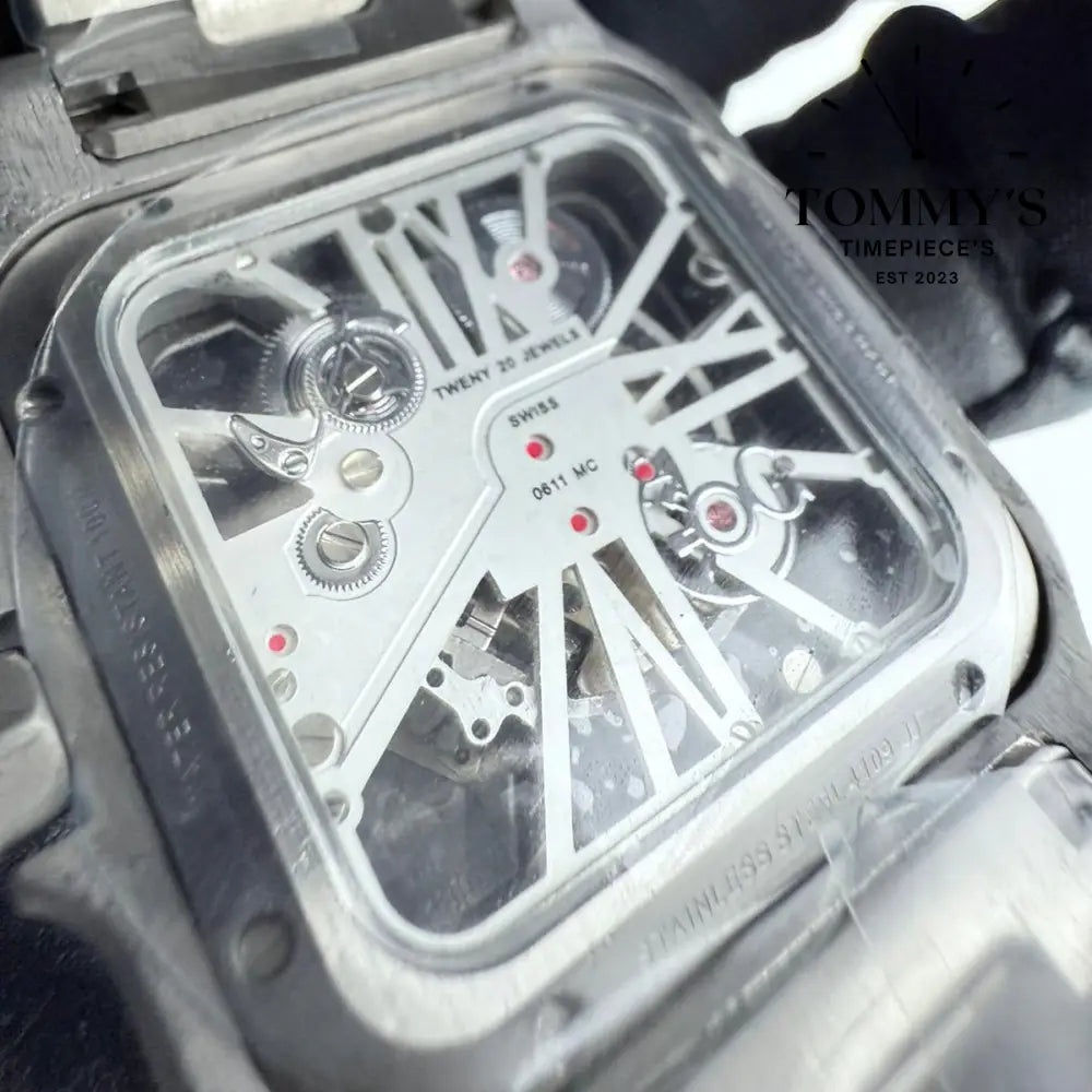 AAA+ Santos (Large Model) 39.8mm Skeleton Green Dial-Stainless Steel Bracelet