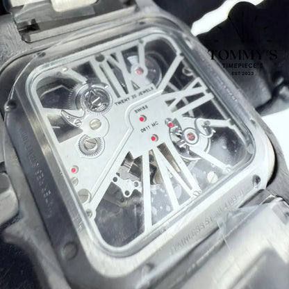 AAA+ Santos (Large Model) 39.8mm Skeleton Green Dial-Stainless Steel Bracelet