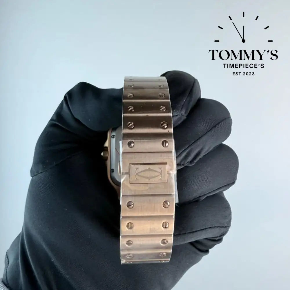 AAA+ Santos (Large Model) 39.8mm White Dial- Rose Gold (Diamond-Set Bezel)