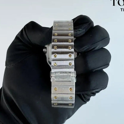 AAA+ Santos (Large Model) 39.8mm White Dial-Stainless Steel Bracelet (Yellow Gold Bezel) Watches