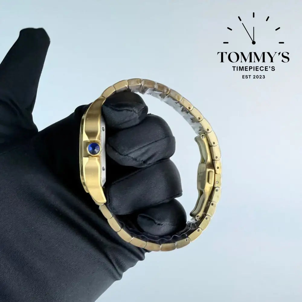 AAA+ Santos (Large Model) 39.8mm White Dial- Yellow Gold (Diamond-Set Bezel)