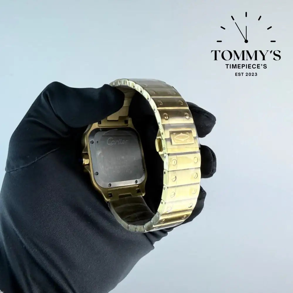 AAA+ Santos (Large Model) 39.8mm White Dial- Yellow Gold (Diamond-Set Bezel)