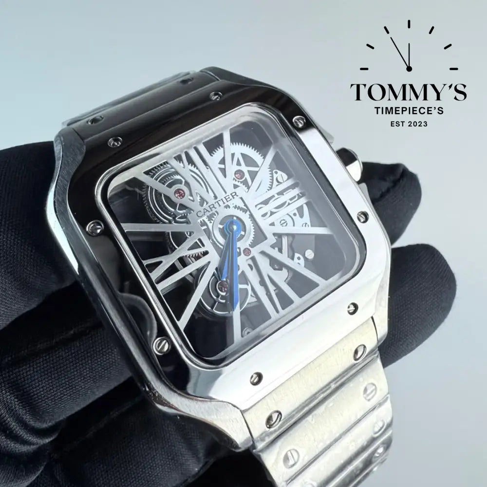 AAA+ Santos (Medium Model) 39.8mm Skeleton Dial-Stainless Steel Bracelet