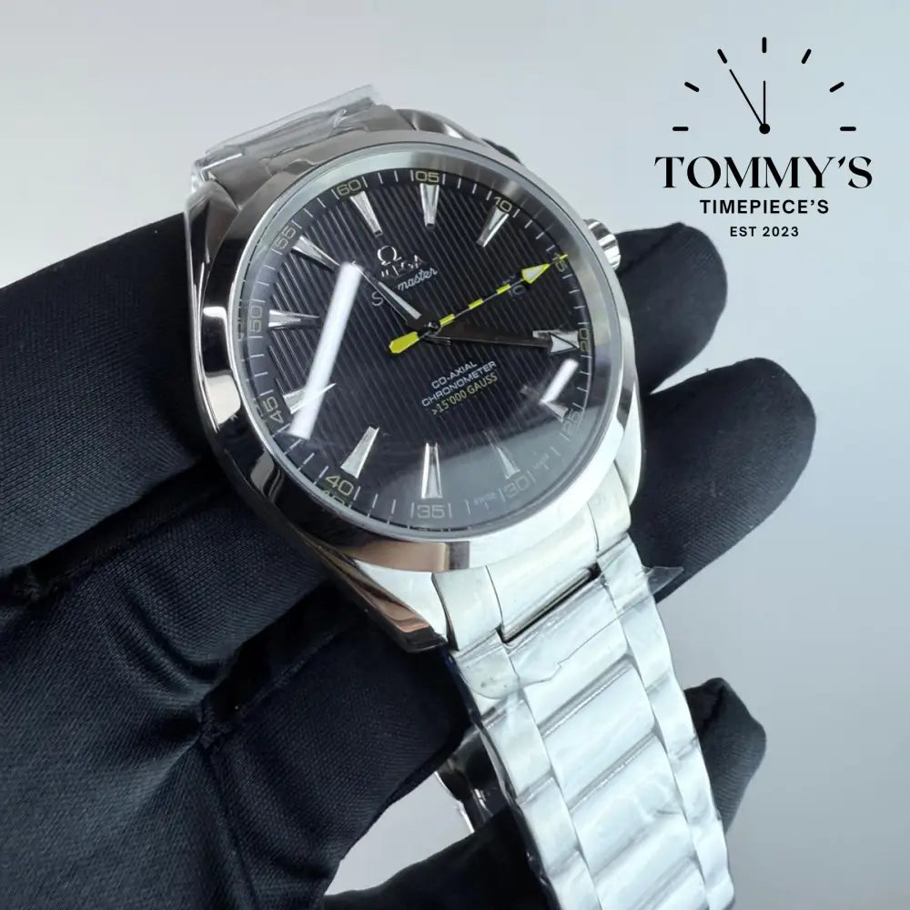 AAA+ Seamaster Aqua Terra 150M Co-Axial Chronometer 15’000 Gauss 41.5 Black Dial-Stainless Steel Bracelet (Silver Bezel)