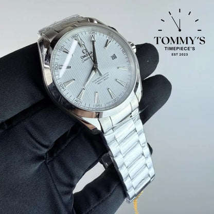 AAA+ Seamaster Aqua Terra 150M Co-Axial Master Chronometer 38mm Silver Dial-Stainless Steel Bracelet (Silver Bezel)