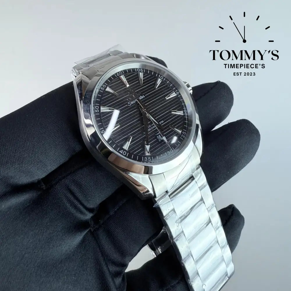 AAA+ Seamaster Aqua Terra 150M Co-Axial Master Chronometer 41mm Black Dial-Stainless Steel Bracelet (Silver Bezel)