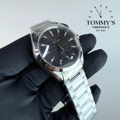 AAA+ Seamaster Aqua Terra 150M Co-Axial Master Chronometer 41mm Black Dial-Stainless Steel Bracelet (Silver Bezel)