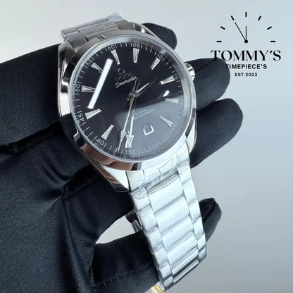 AAA+ Seamaster Aqua Terra 150M Co-Axial Master Chronometer 41mm Black Dial-Stainless Steel Bracelet (Silver Bezel)