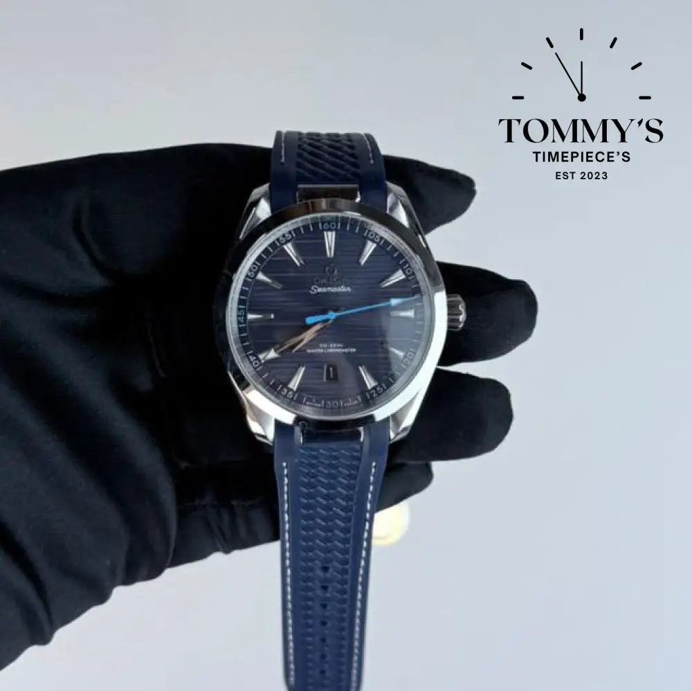 AAA+ Seamaster Aqua Terra 150M Co-Axial Master Chronometer 41mm Blue Dial- Blue Rubber Strap