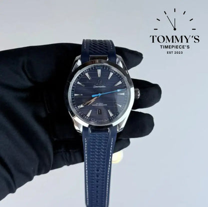 AAA+ Seamaster Aqua Terra 150M Co-Axial Master Chronometer 41mm Blue Dial- Blue Rubber Strap