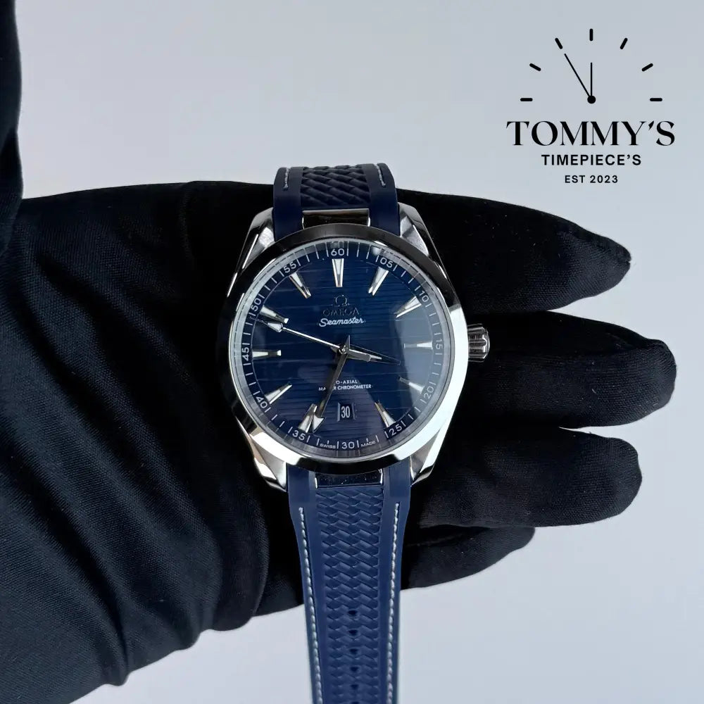 AAA+ Seamaster Aqua Terra 150M Co-Axial Master Chronometer 41mm Blue Dial- Blue Rubber Strap