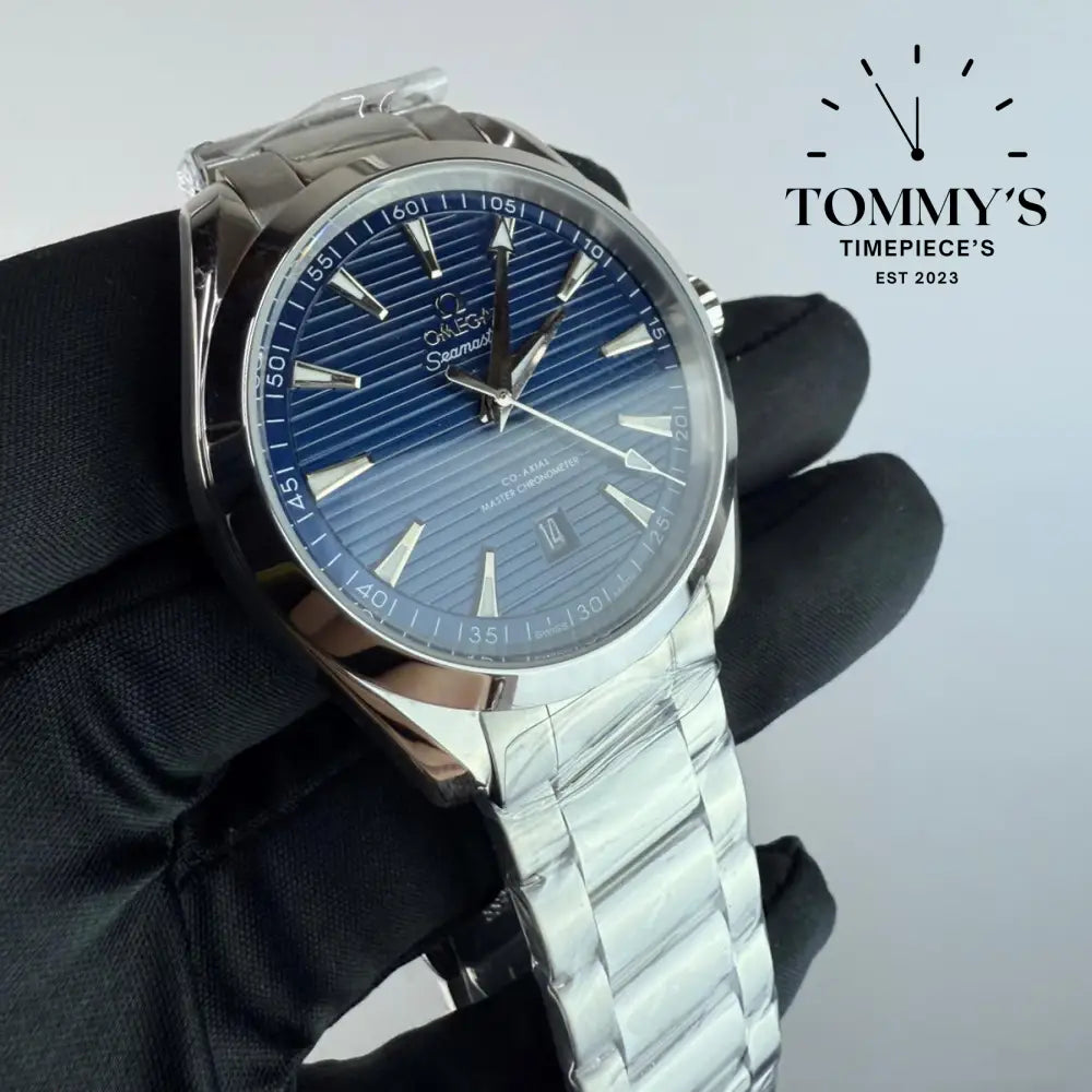 AAA+ Seamaster Aqua Terra 150M Co-Axial Master Chronometer 41mm Blue Dial-Stainless Steel Bracelet (Silver Bezel)