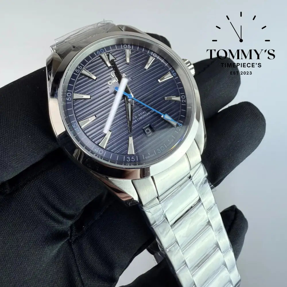 AAA+ Seamaster Aqua Terra 150M Co-Axial Master Chronometer 41mm Blue ’Teak’ Pattern Dial-Stainless Steel Bracelet