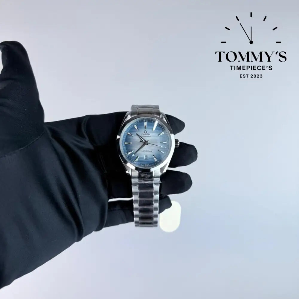 AAA+ Seamaster Aqua Terra 150M Co-Axial Master Chronometer 41mm Summer Blue Dial-Stainless Steel Bracelet (Silver Bezel)