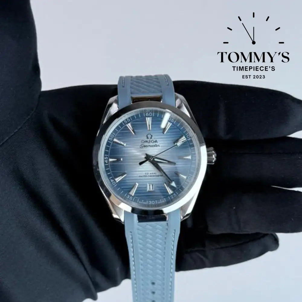 AAA+ Seamaster Aqua Terra 150M Co-Axial Master Chronometer 41mm Summer Blue Gradient Dial-Light Blue Rubber Strap