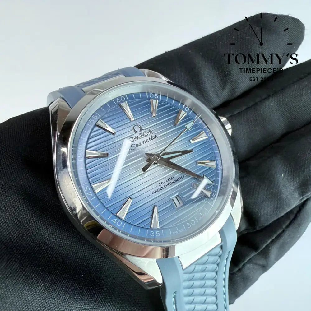 AAA+ Seamaster Aqua Terra 150M Co-Axial Master Chronometer 41mm Summer Blue Gradient Dial-Light Blue Rubber Strap