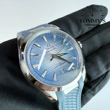 AAA+ Seamaster Aqua Terra 150M Co-Axial Master Chronometer 41mm Summer Blue Gradient Dial-Light Blue Rubber Strap