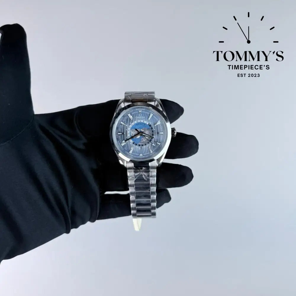 AAA+ Seamaster Aqua Terra 150M Co-Axial Master Chronometer GMT Worldtimer 43mm Summer Blue Dial-Stainless Steel