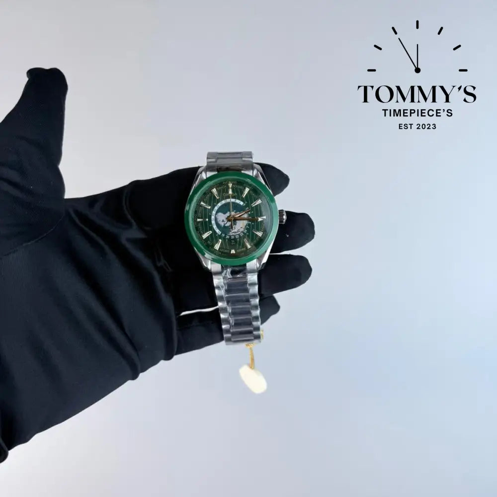 AAA+ Seamaster Aqua Terra Worldtimer 150m Co-Axial Master Chronometer GMT 43mm Green Dial-Stainless Steel Bracelet