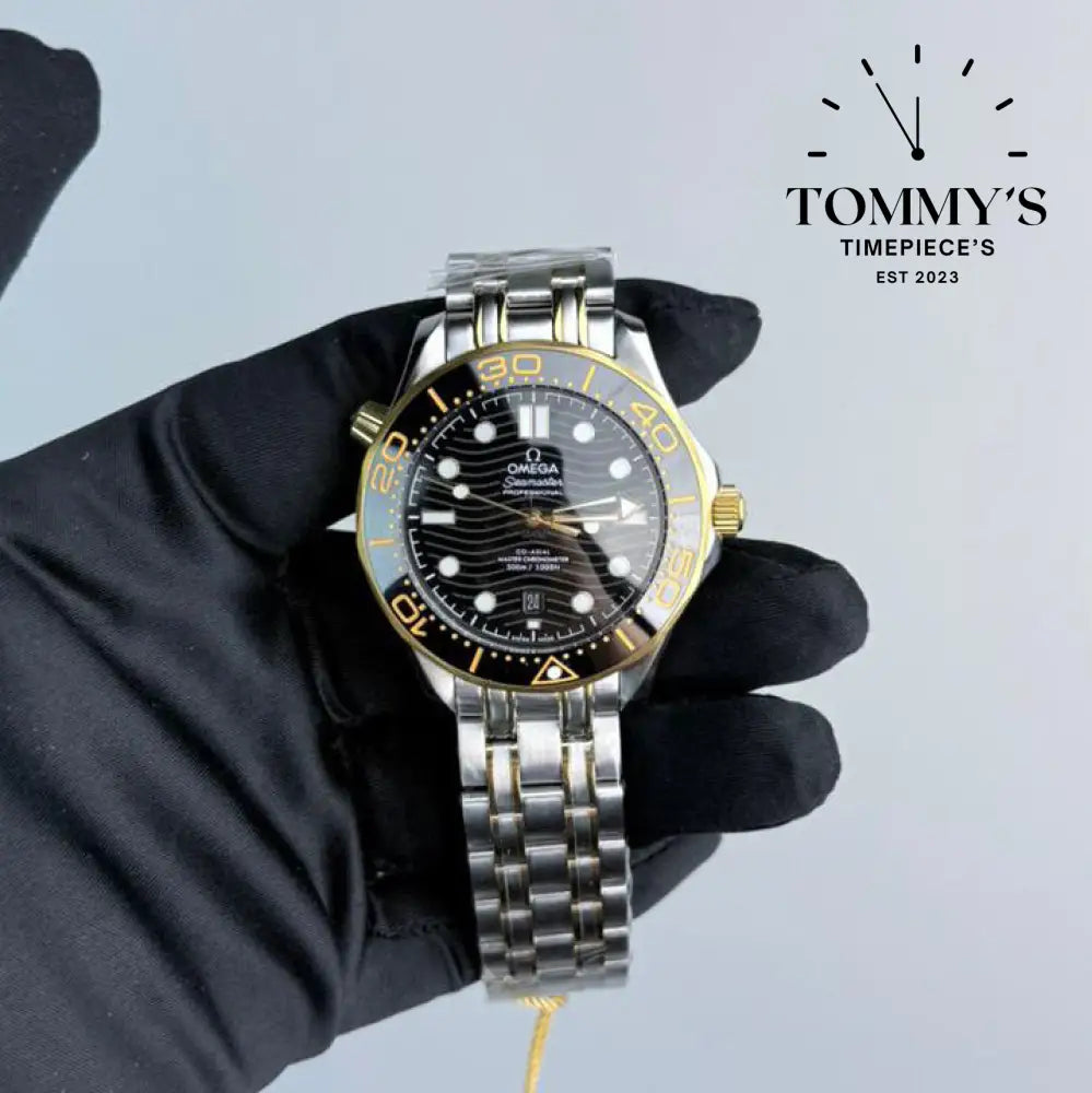 AAA+ Seamaster Diver 300M Co-Axial Master Chronometer 42mm Black Ceramic Yellow Gold Steel