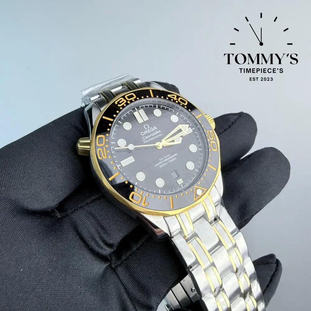 AAA+ Seamaster Diver 300M Co-Axial Master Chronometer 42mm Black Ceramic Yellow Gold Steel