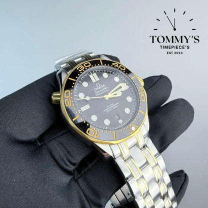 AAA+ Seamaster Diver 300M Co-Axial Master Chronometer 42mm Black Ceramic Yellow Gold Steel