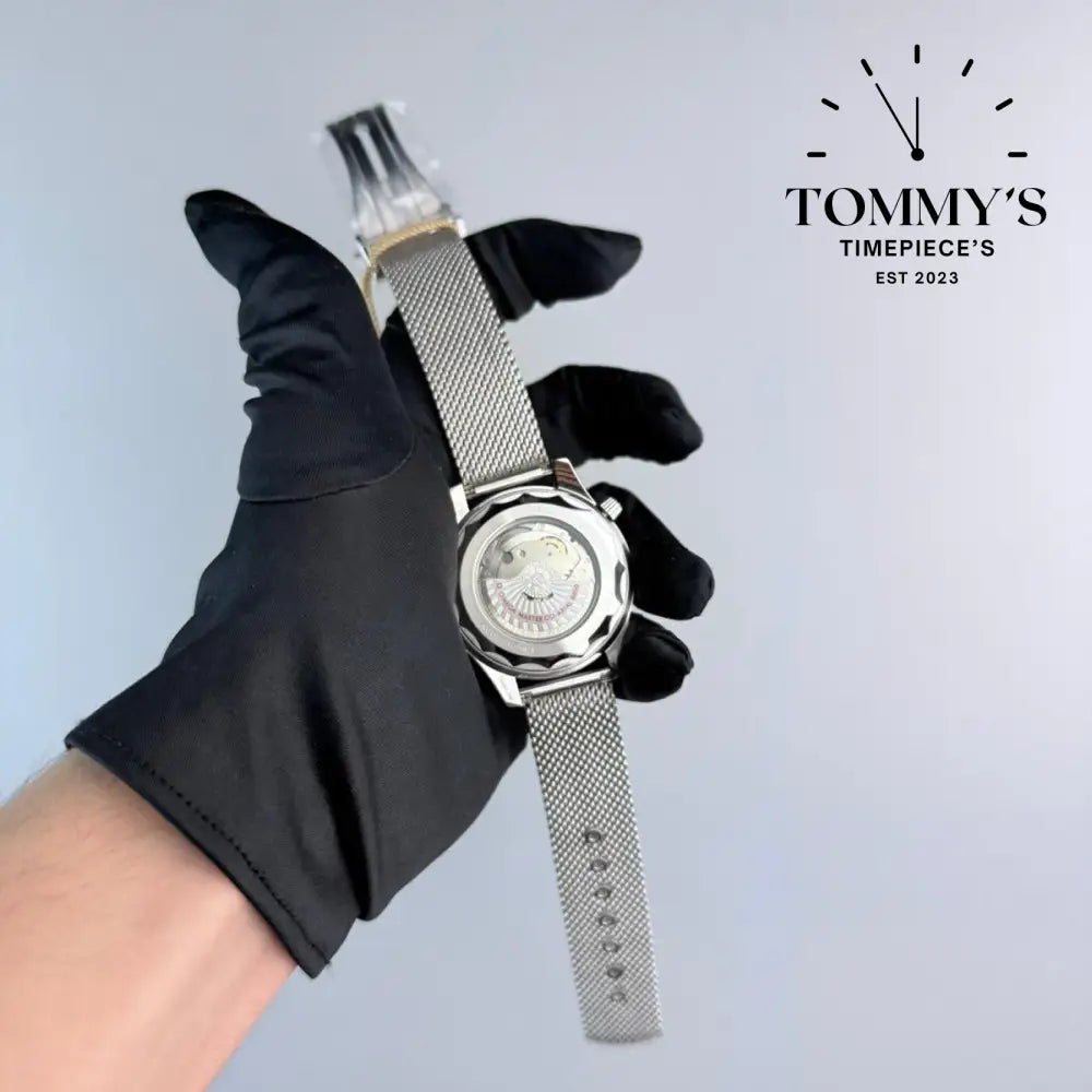 AAA+ Seamaster Diver 300M Co-Axial Master Chronometer 42mm Black Dial-Mesh Bracelet (Black Bezel)