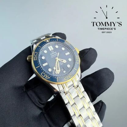 AAA+ Seamaster Diver 300M Co-Axial Master Chronometer 42mm Blue Dial-Steel Bracelet (Blue Ceramic Bezel)