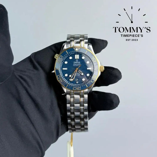 AAA+ Seamaster Diver 300M Co-Axial Master Chronometer 42mm Blue Dial-Steel Bracelet (Blue Ceramic Bezel)