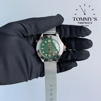 AAA+ Seamaster Diver 300M Co-Axial Master Chronometer 42mm Green Dial-Rubber Strap (Green Oxalic Anodized Aluminium