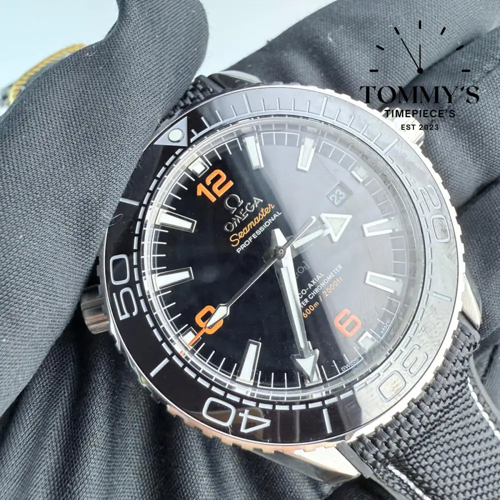 AAA+ Seamaster Planet Ocean 600M Co-Axial Master Chronometer 42mm Black Dial-Nato Strap (Black Ceramic Bezel)