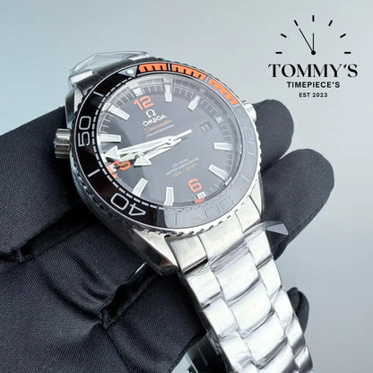 AAA+ Seamaster Planet Ocean 600M Co-Axial Master Chronometer 42mm Black Dial-Steel Bracelet (Black and Orange Ceramic