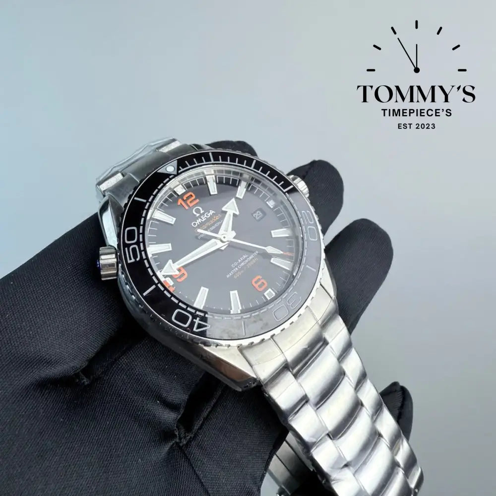 AAA+ Seamaster Planet Ocean 600M Co-Axial Master Chronometer 42mm Black Dial-Steel Bracelet (Black Bezel)