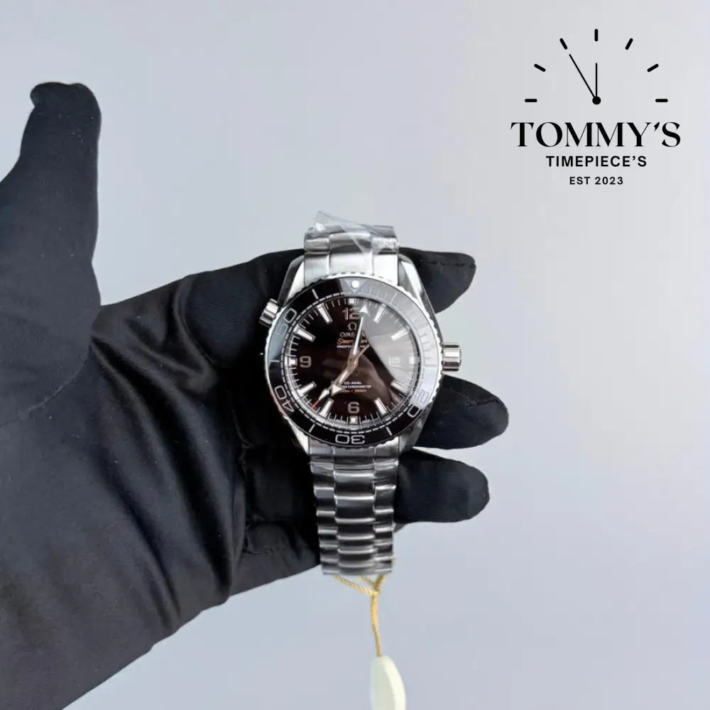 AAA+ Seamaster Planet Ocean 600M Co-Axial Master Chronometer 42mm Black Dial-Steel Bracelet (Black Bezel)