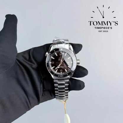 AAA+ Seamaster Planet Ocean 600M Co-Axial Master Chronometer 42mm Black Dial-Steel Bracelet (Black Bezel)