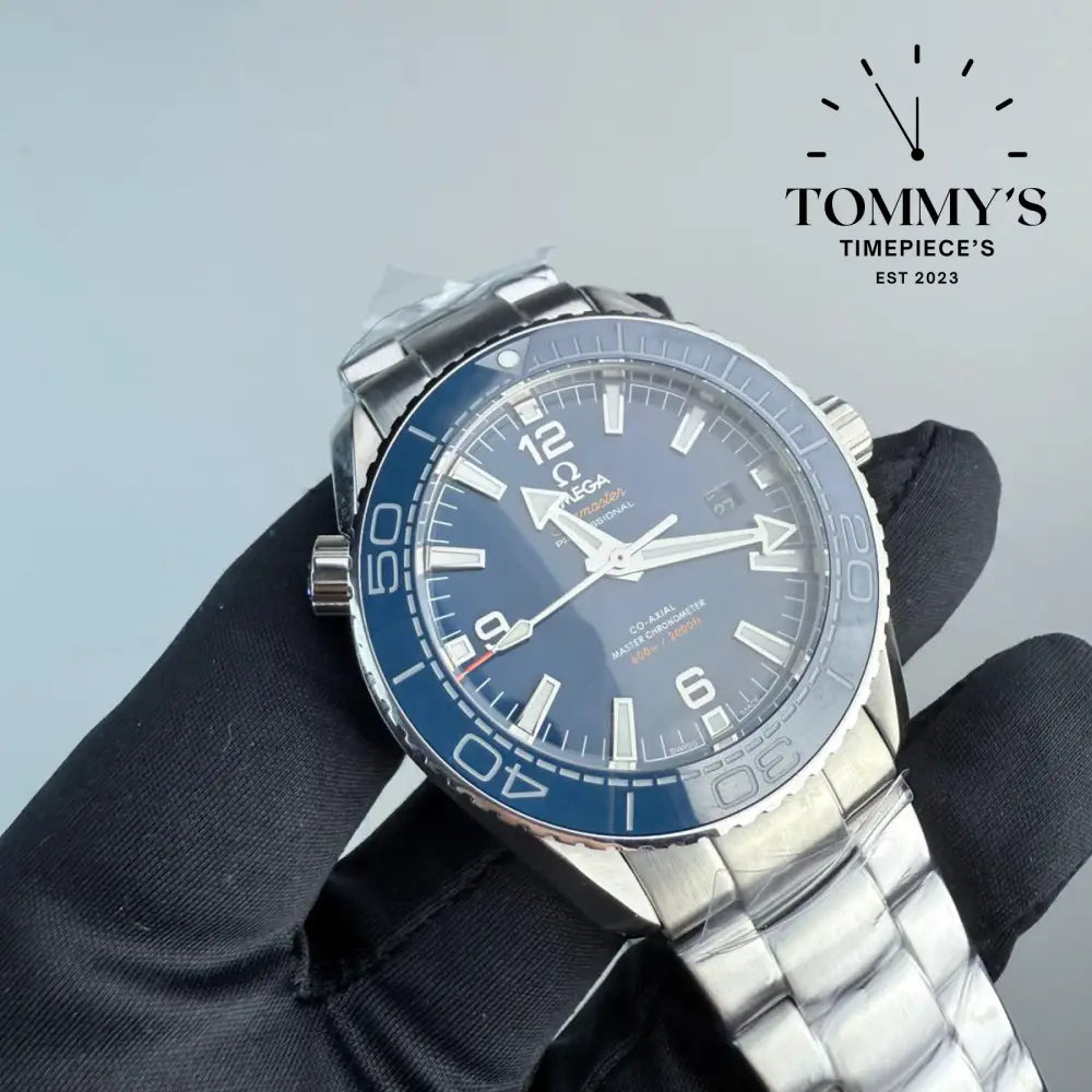 AAA+ Seamaster Planet Ocean 600M Co-Axial Master Chronometer 42mm Blue Dial-Steel Bracelet (Blue Ceramic Bezel)