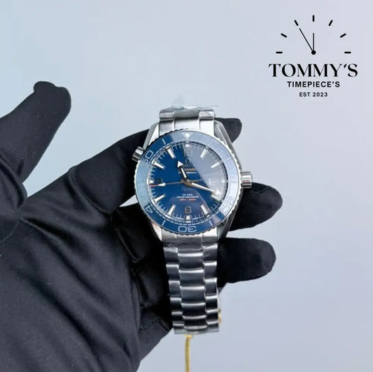 AAA+ Seamaster Planet Ocean 600M Co-Axial Master Chronometer 42mm Blue Dial-Steel Bracelet (Blue Ceramic Bezel)