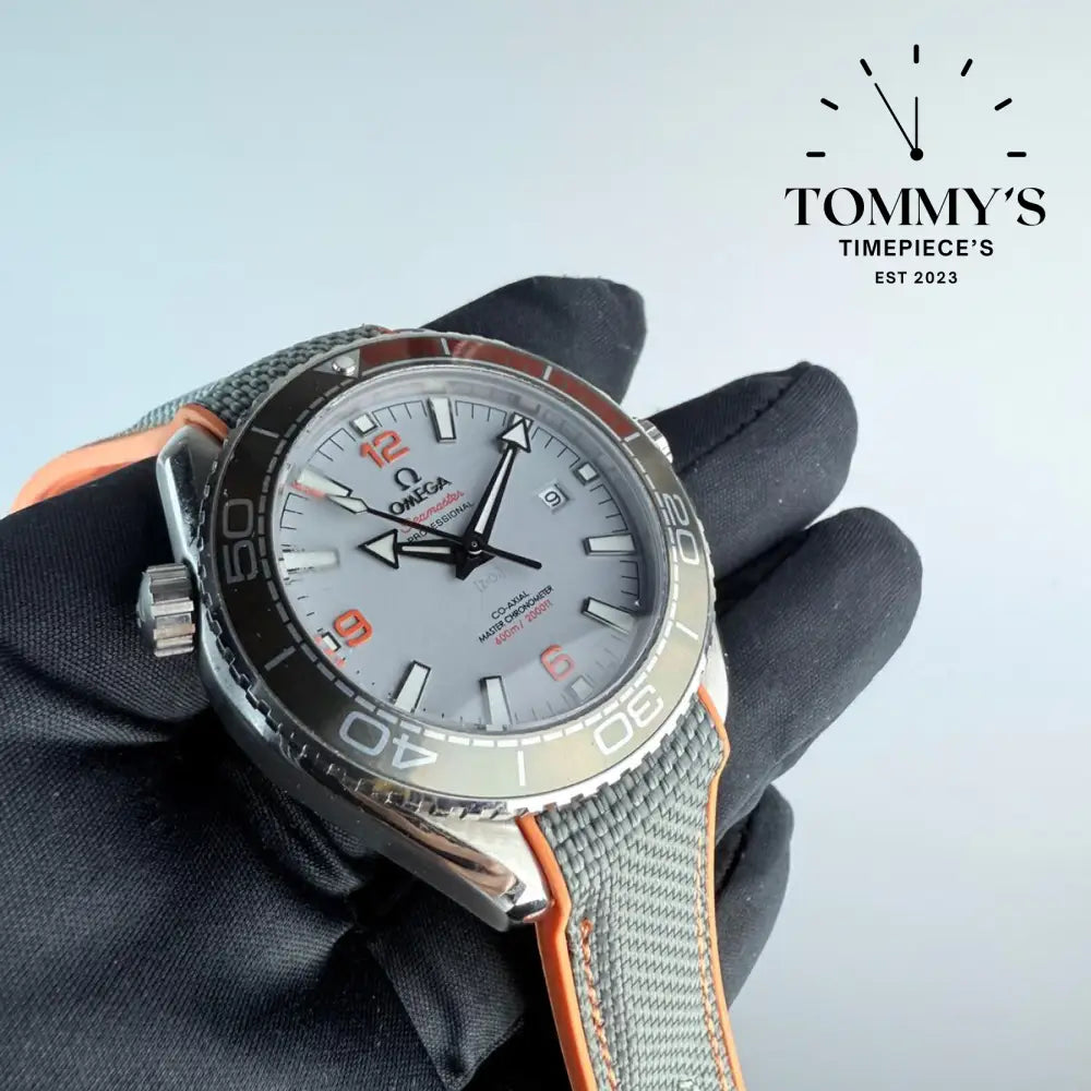 AAA+ Seamaster Planet Ocean 600M Co-Axial Master Chronometer 43.5mm Grey Dial- Rubber Strap (Titanium Bezel)