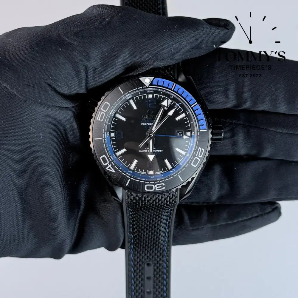 AAA+ Seamaster Planet Ocean 600M Co-Axial Master Chronometer GMT ’Deep Black’ 45.5mm Black Dial