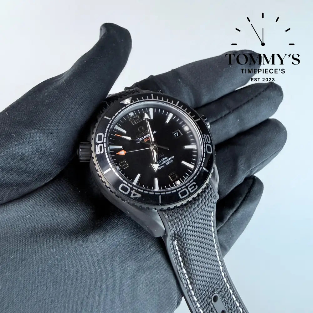 AAA+ Seamaster Planet Ocean 600M Co-Axial Master Chronometer GMT ’Deep Black’ 45.5mm Black Dial