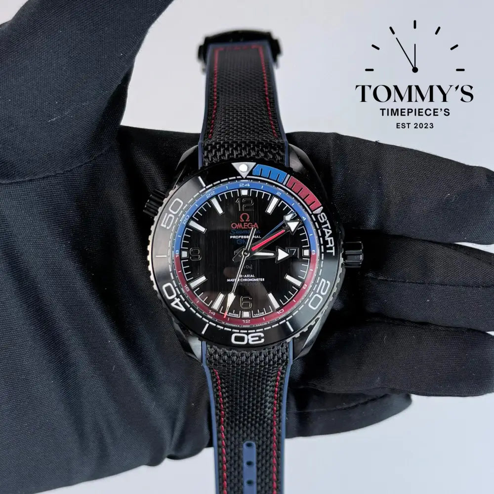 AAA+ Seamaster Planet Ocean 600M Co-Axial Master Chronometer GMT ’ETNZ’ Deep Black 45.5mm Black Dial