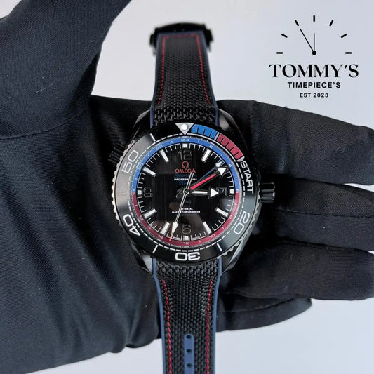 AAA+ Seamaster Planet Ocean 600M Co-Axial Master Chronometer GMT ’ETNZ’ Deep Black 45.5mm Black Dial