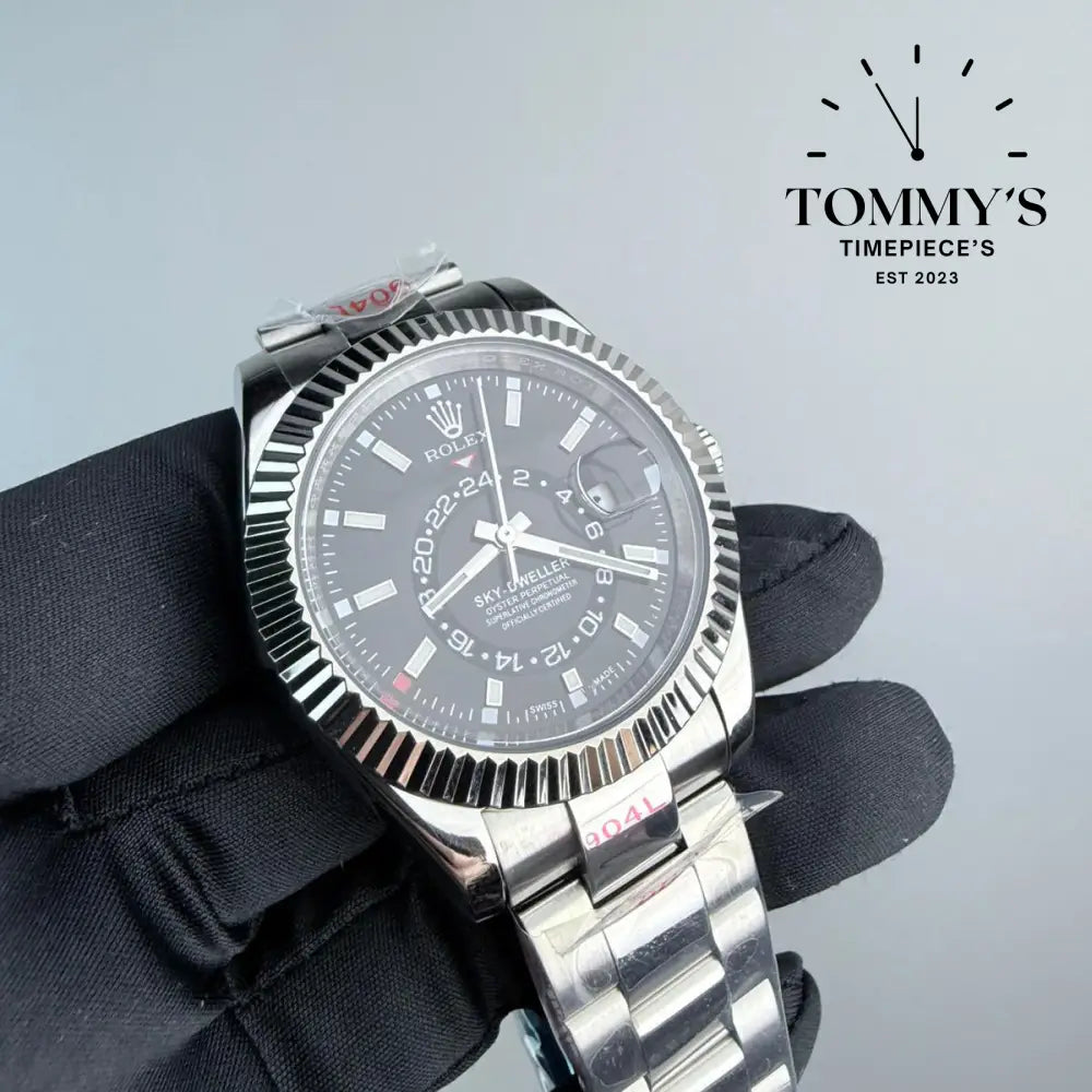 AAA+ Sky Dweller (326934) 42mm Black Dial-Oyster Bracelet (Fluted Bezel)